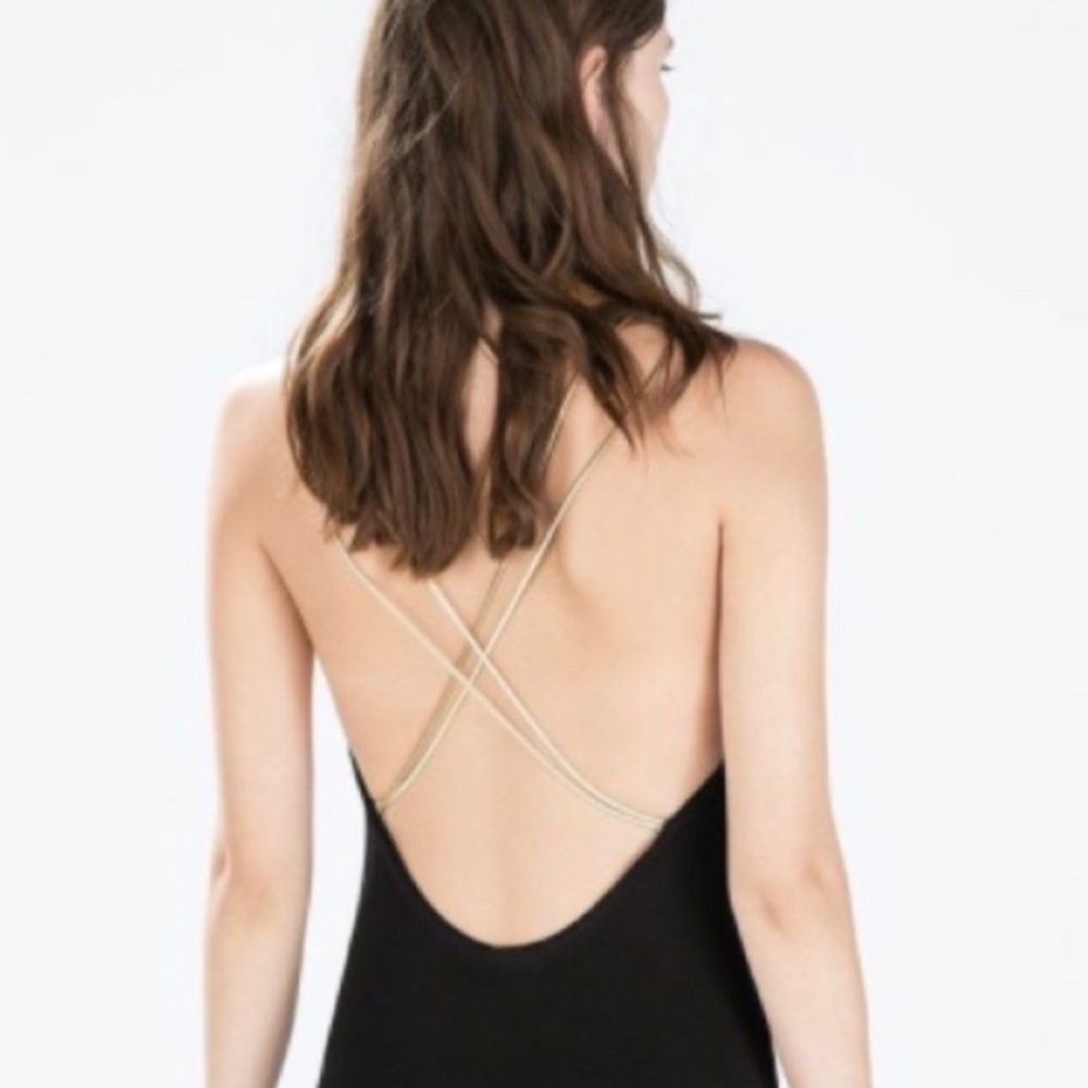 Zara Gold Strap Black Dress